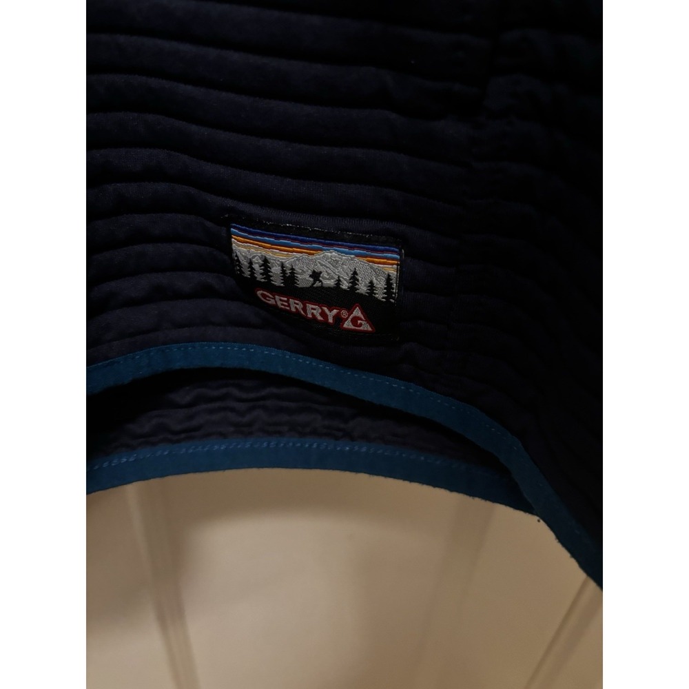 Gerry Mens Quilted Snap Neck Pullover Navy Blue Ribbed Fleece Jacket XL - Picture 5 of 5